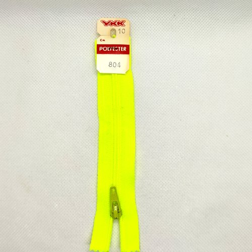 1 fermeture éclair jaune / vert fluo 804- 10cm - maille polyester - bri