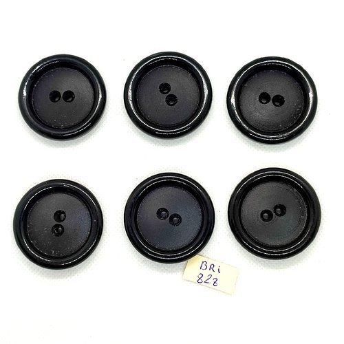 6 boutons en résine noir - 39mm - bri828