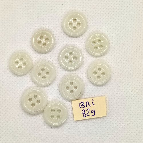 10 boutons en pate de verre blanc cassé - 14mm - bri829
