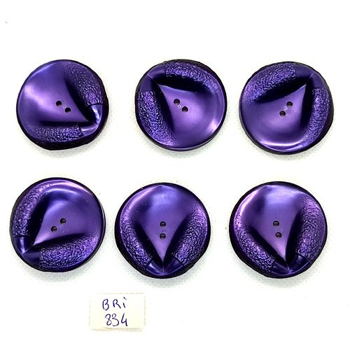 6 boutons en résine violet - 36mm - bri834