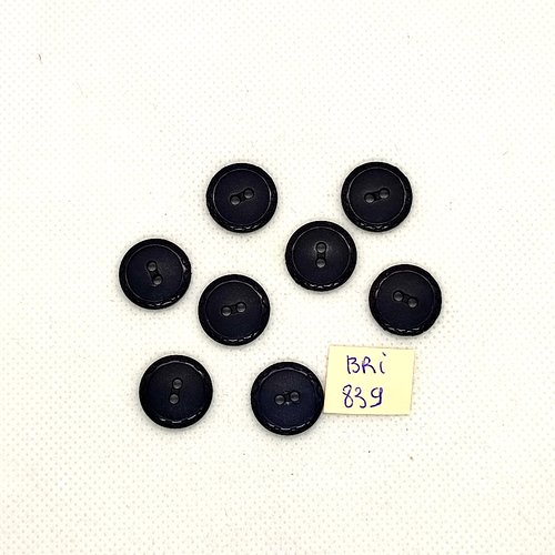 8 boutons en résine bleu foncé - 15mm - bri839