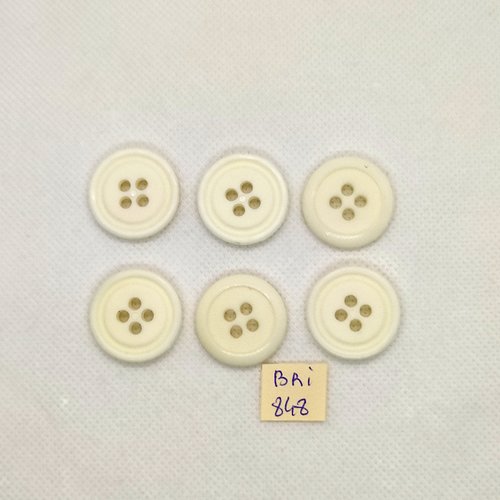 6 boutons en résine blanc cassé / ivoire - 23mm - bri848
