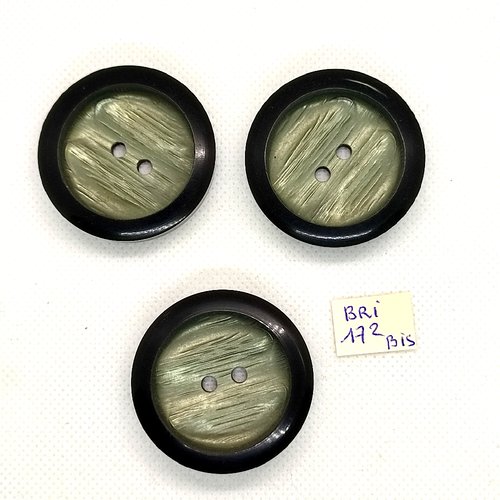 3 boutons en résine vert - 40mm - bri172bis