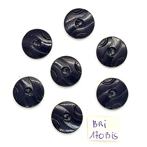 7 boutons en résine bleu nuit - 18mm - bri170bis
