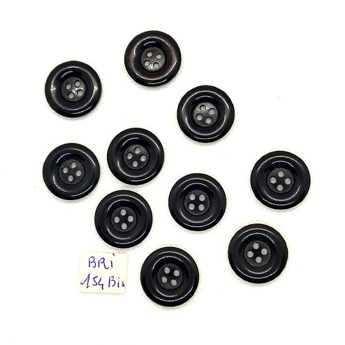10 boutons en résine noir - 20mm - bri154bis