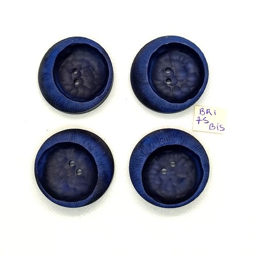 4 boutons en résine bleu - 40mm - bri75bis