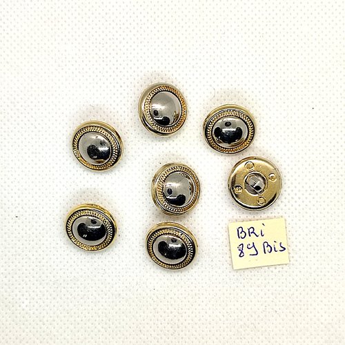 7 boutons en résine doré et argenté - 15mm - bri89bis