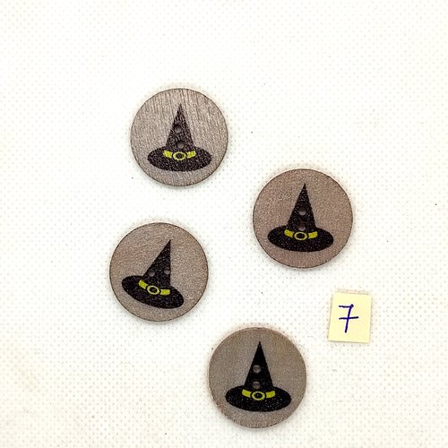 4 boutons fantaisie en bois noir - halloween - 25mm - bri864-7