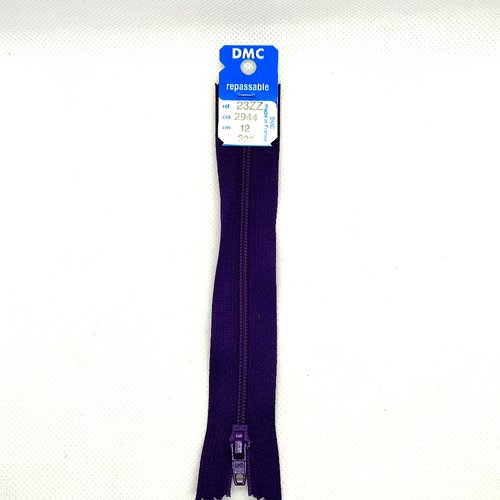 1 fermeture éclair dmc non séparable violet 2944 - 12cm - maille nylon