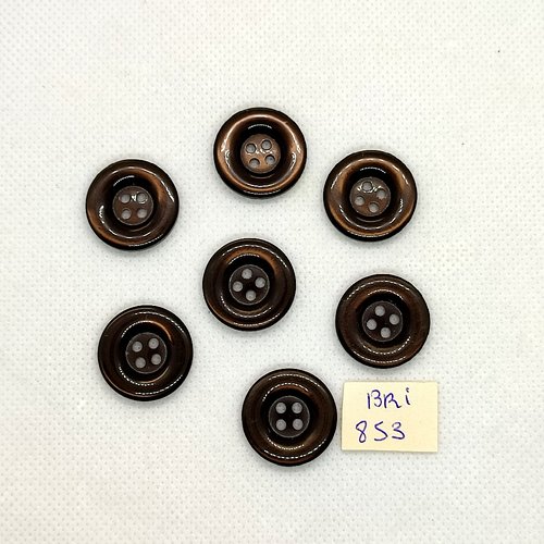 7 boutons en résine marron - 20mm - bri853