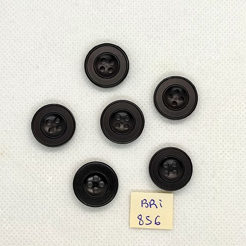 6 boutons en résine noir - 18mm - bri856