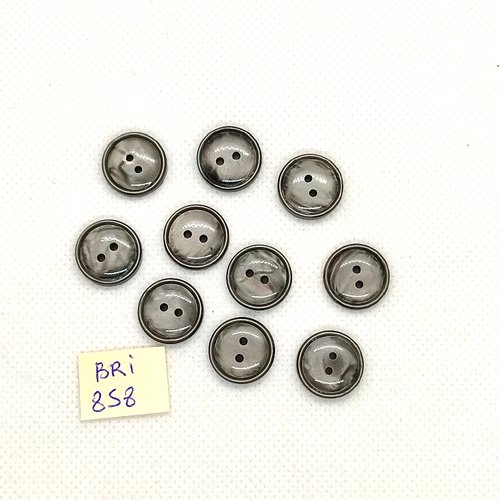 10 boutons en résine gris - 14mm - bri858