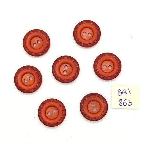 7 boutons en résine marron - 18mm - bri863