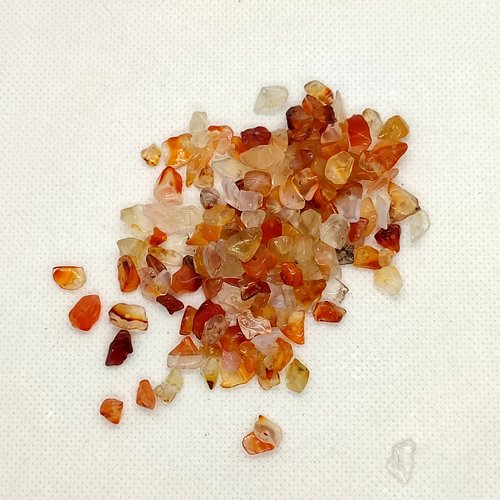 30gr de chips de perles gemme cornaline percées ton orange et transparent - 246
