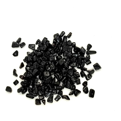 30gr de chips de perles gemme onyx percées noir - 246