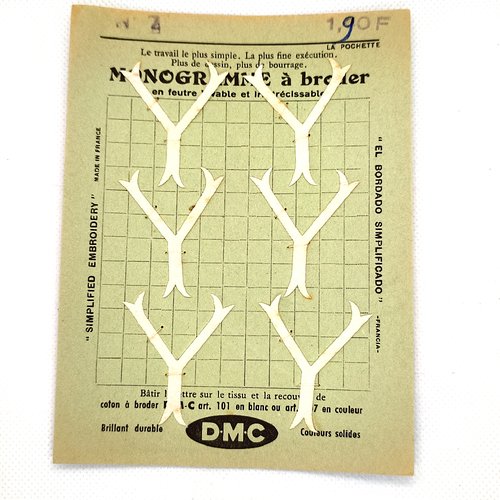 Monogramme à broder ancien - dmc - 6 lettres y - 35x50mm