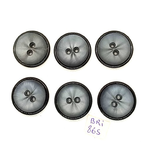 6 boutons en résine gris - 31mm - bri865