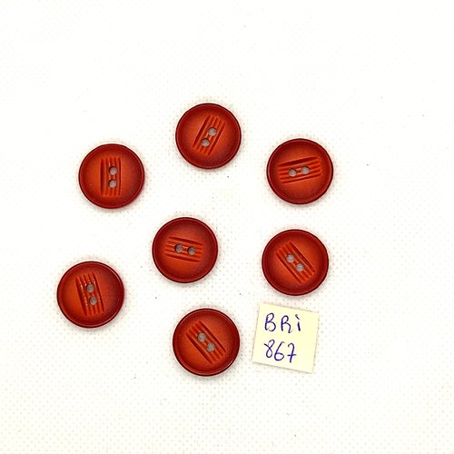 7 boutons en résine marron - 18mm - bri867