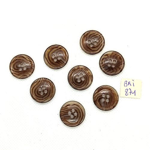 7 boutons en résine marron - 20mm - bri871
