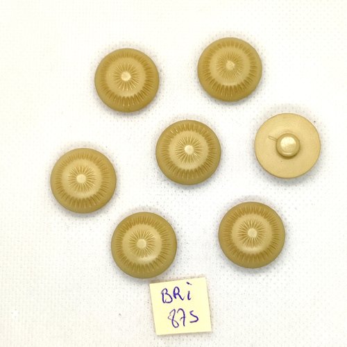 7 boutons en résine beige - 18mm - bri875