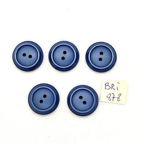 5 boutons en résine bleu - 22mm - bri878