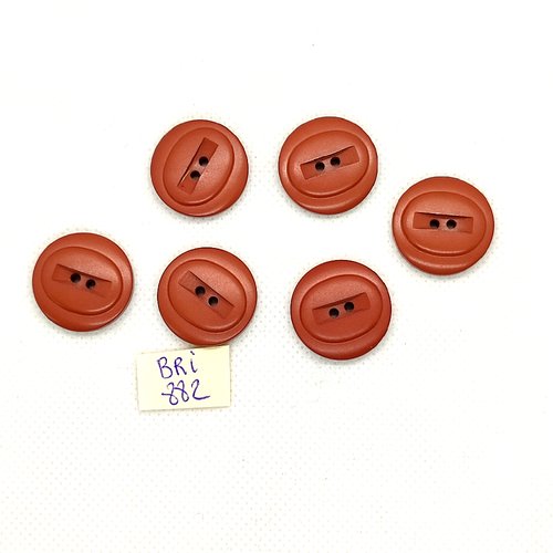 6 boutons en résine marron - 21mm - bri882