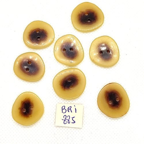 7 boutons en résine beige et marron - 21mm - bri885