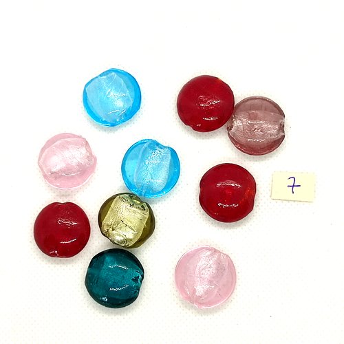 10 perles en verre multicolore - 20mm - 184-7