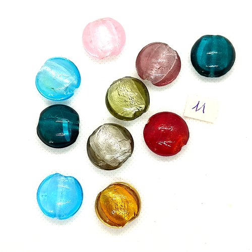 10 perles en verre multicolore - 20mm - 184-11
