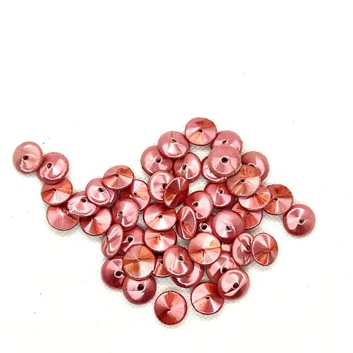 48 perles en polyester rose - 13mm