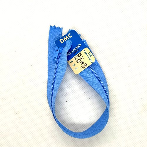 1 fermeture éclair dmc bleu 2841 - 18cm - non séparable , maille nylon