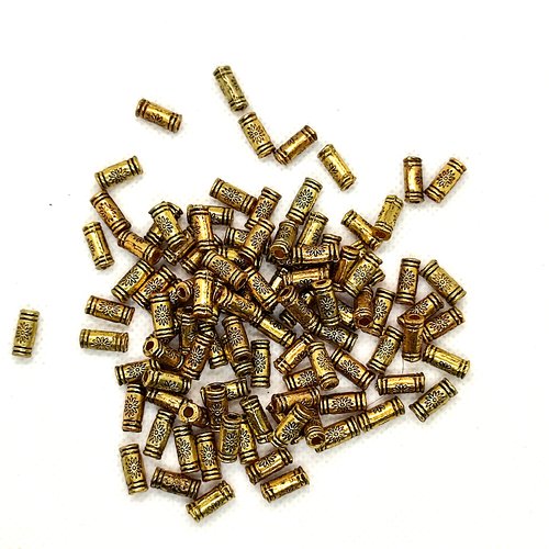 100 perles en métal doré vieillis - 7mm