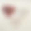 3 pendentifs en verre coeur rouge et blanc - 52x58mm