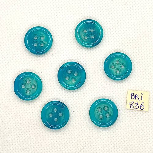 7 boutons en résine  vert / bleu - 18mm - bri896