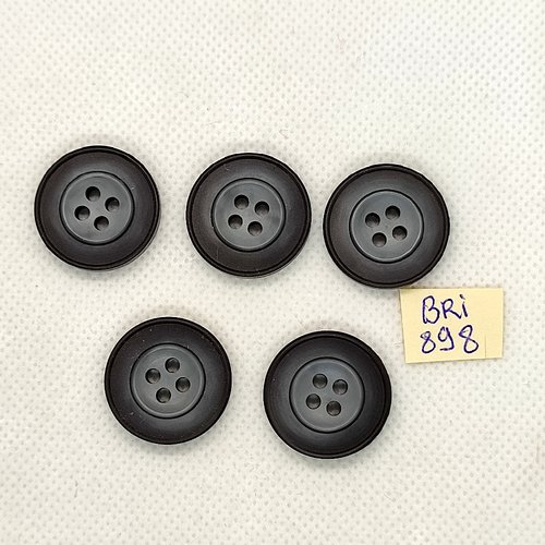 5 boutons en résine gris - 22mm - bri898