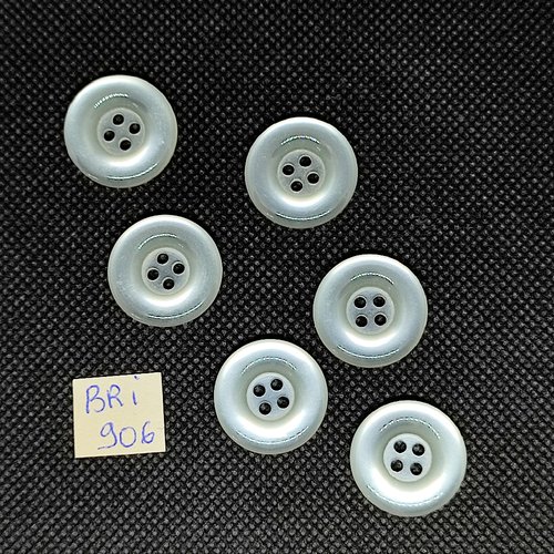 6 boutons en résine blanc transparent - 20mm - bri906