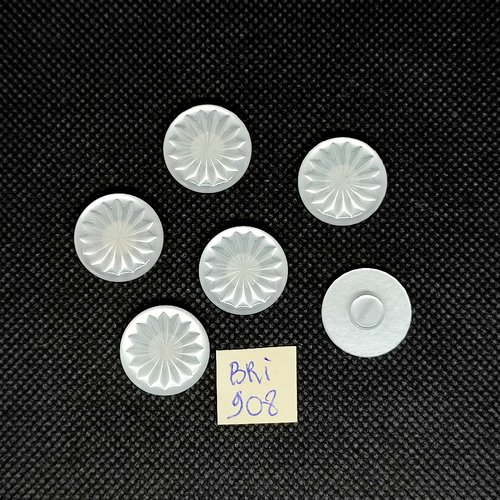6 boutons en résine blanc - 18mm - bri908