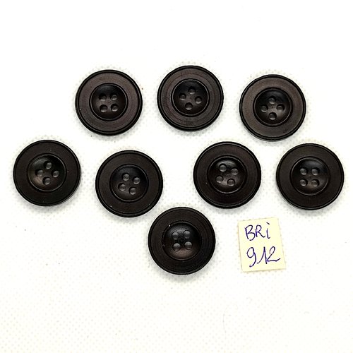 8 boutons en résine noir - 22mm - bri912