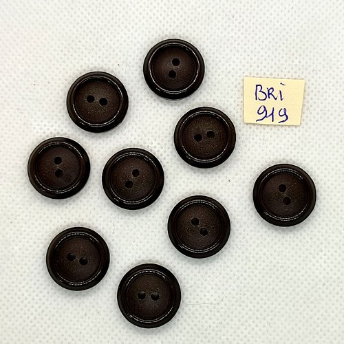 9 boutons en résine marron foncé - 18mm - bri919