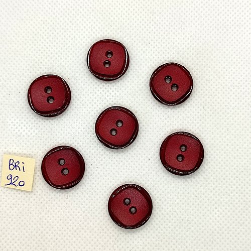 7 boutons en résine bordeaux - 18mm - bri920