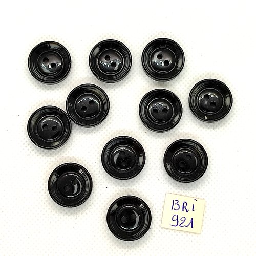 11 boutons en résine noir - 18mm - bri921