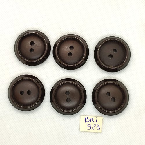 6 boutons en résine marron - 30mm - bri923