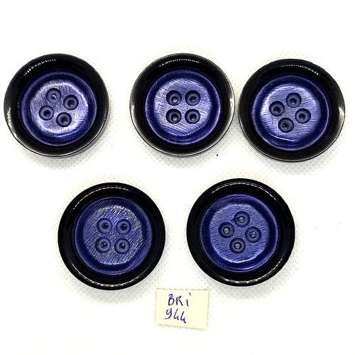 5 boutons en résine bleu / violet - 36mm - bri944