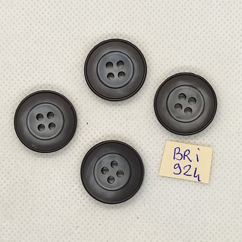 4 boutons en résine gris - 22mm - bri924