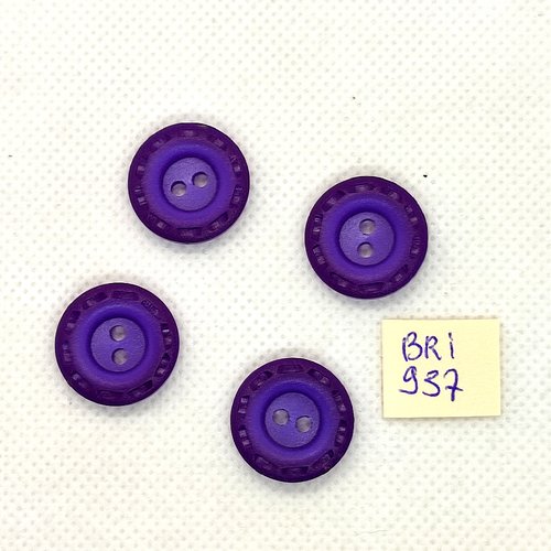 4 boutons en résine violet - 18mm - bri937