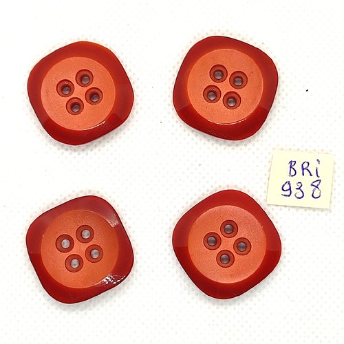 4 boutons en résine marron - 24mm - bri938