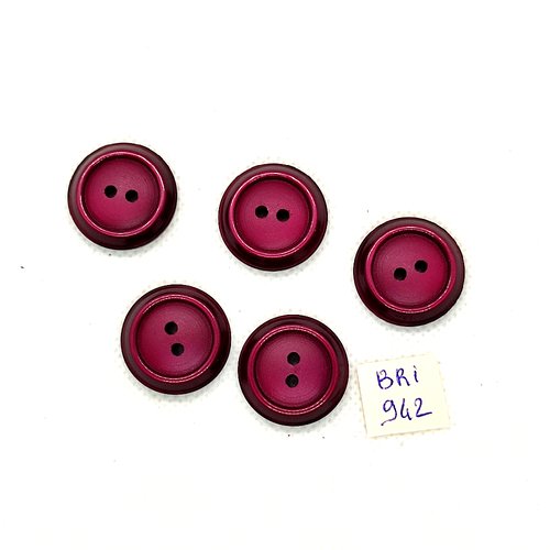 5 boutons en résine violet - 22mm - bri942