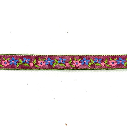 5m de ruban violet avec petite fleur multicolore - 10mm - 8