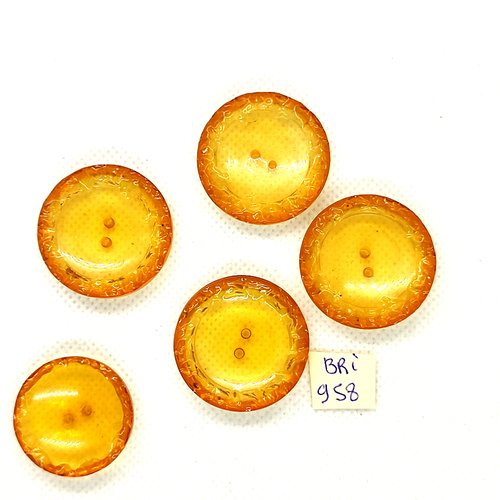 5 boutons en résine jaune / orange - 30mm et 26mm - bri958