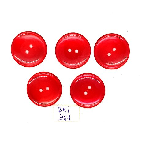 5 boutons en résine rouge - 27mm - bri961